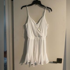 Francesca’s White Chiffon Spaghetti Strap Romper